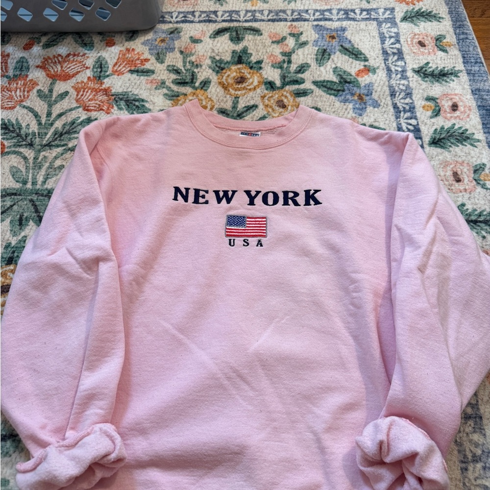 Pink New York Stitched Sweatshirt